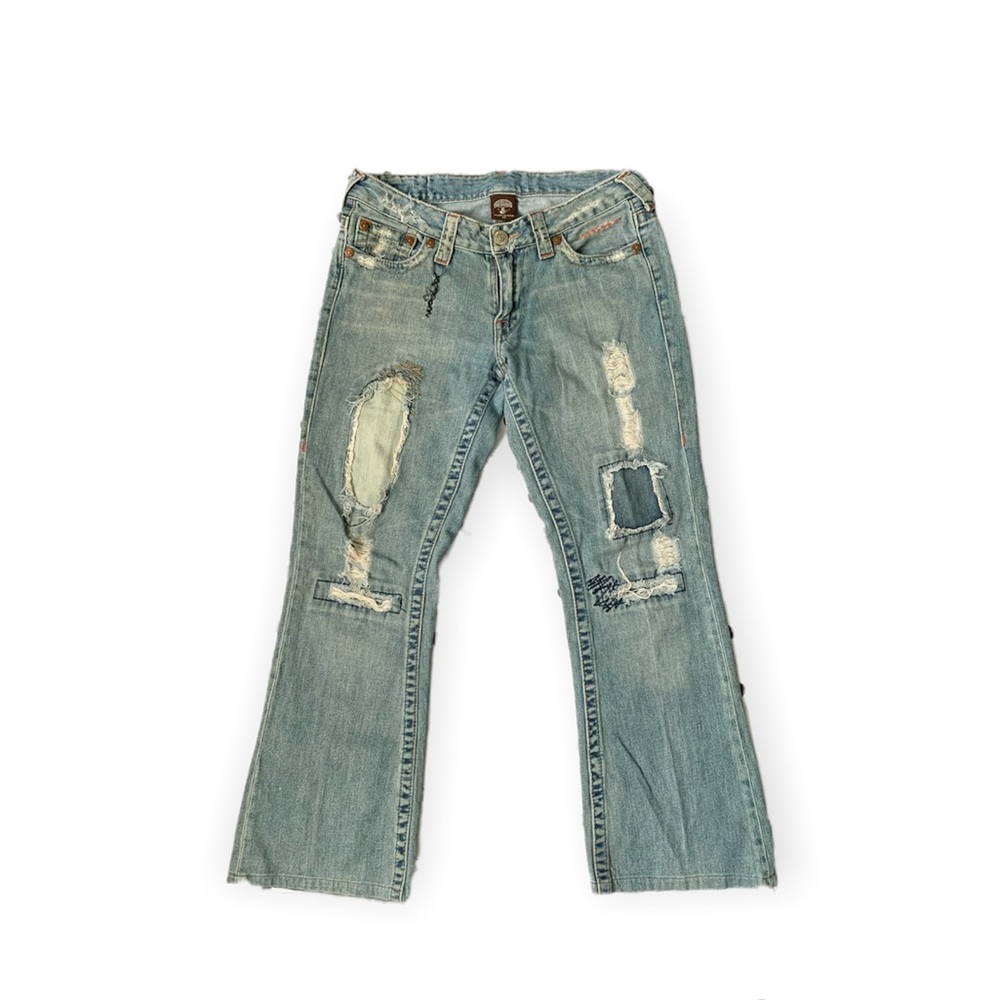 True Religion distressed flare jeans